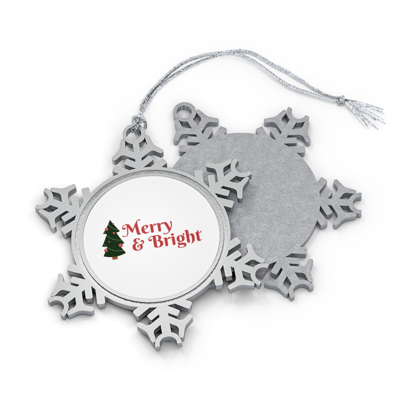 Merry & Bright Pewter Snowflake Ornament