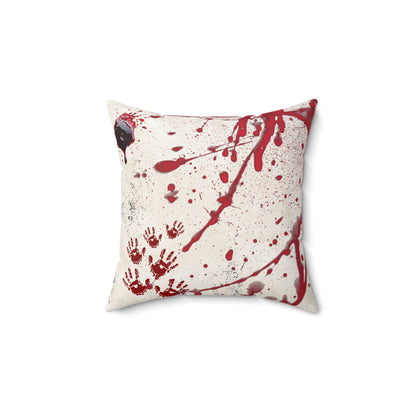 True Crime Is My Therapy Grunge Horror Throw Pillow | Bloody Handprint Cushion for True Crime Fans