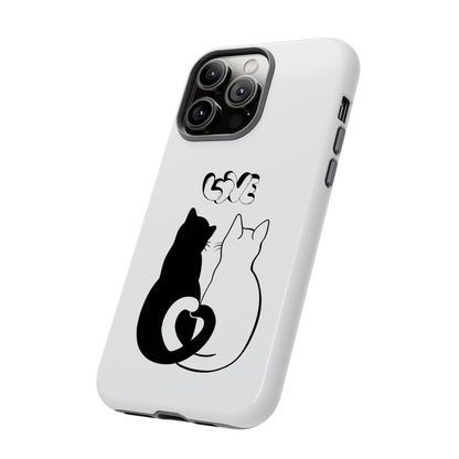Cat Couple Love Phone Case Minimal Black and White iPhone Cover Cute Gift for Cat Lovers Aesthetic Animal Design
