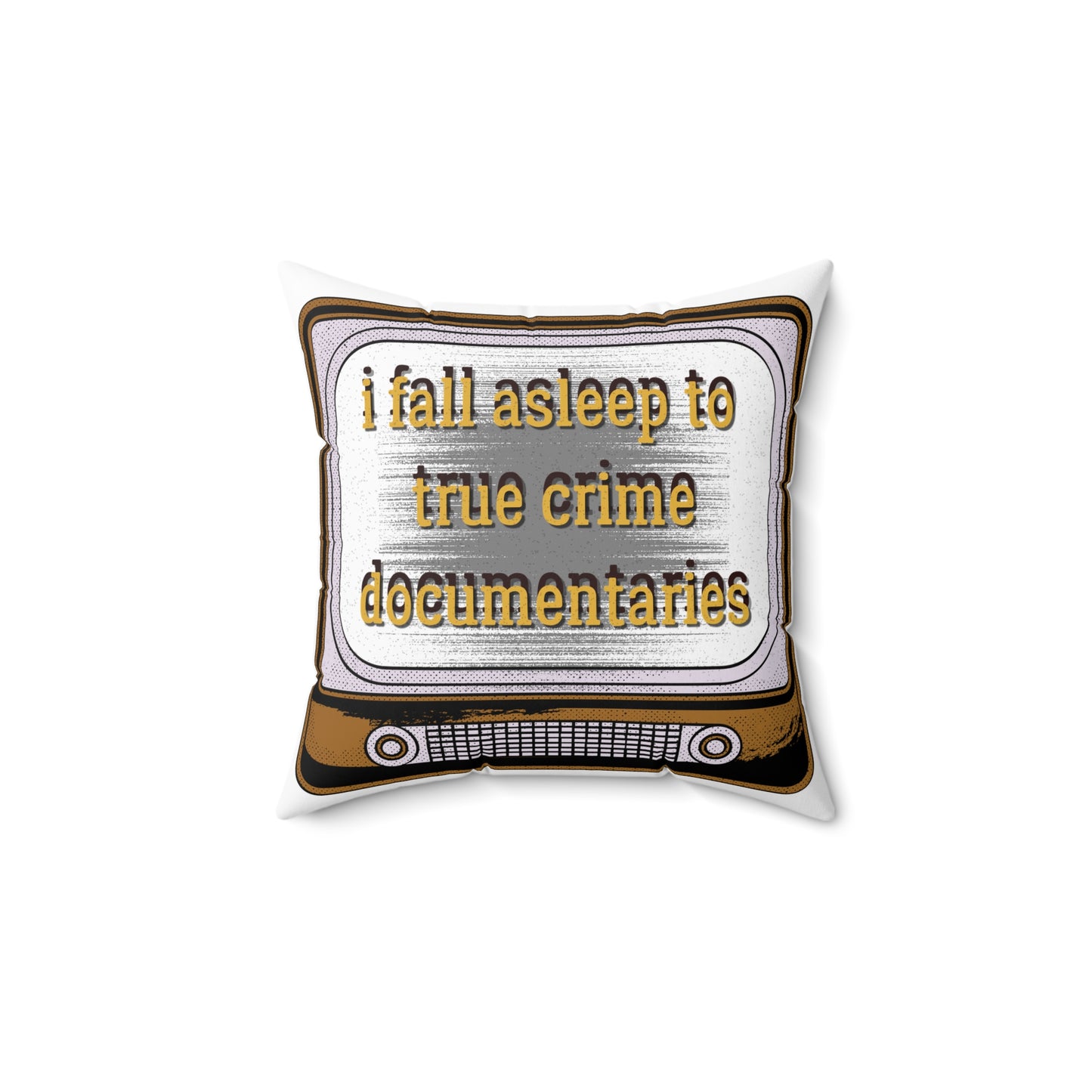 Retro True Crime Pillow  Cozy Vintage TV Design for Documentary Lovers