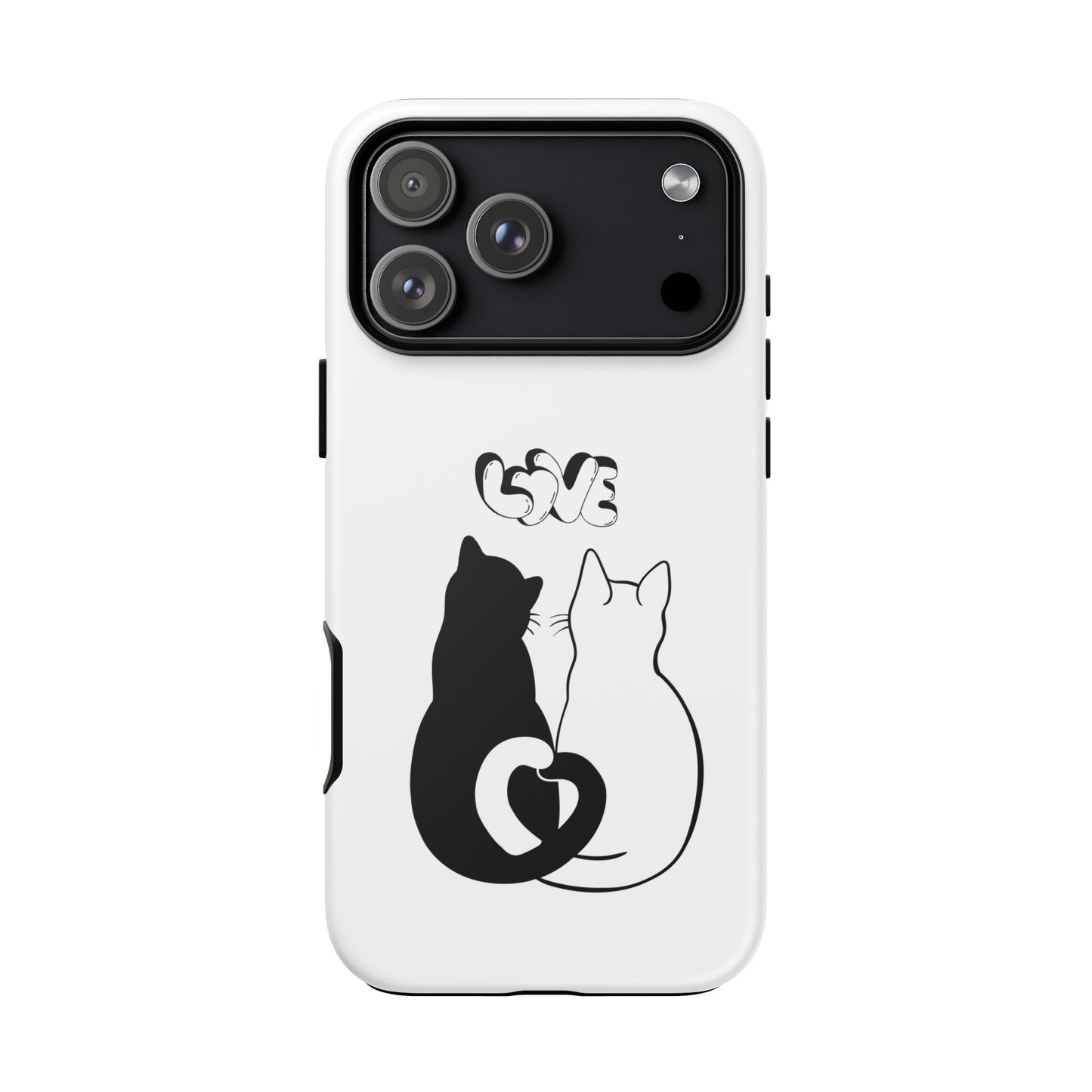 Cat Couple Love Phone Case Minimal Black and White iPhone Cover Cute Gift for Cat Lovers Aesthetic Animal Design