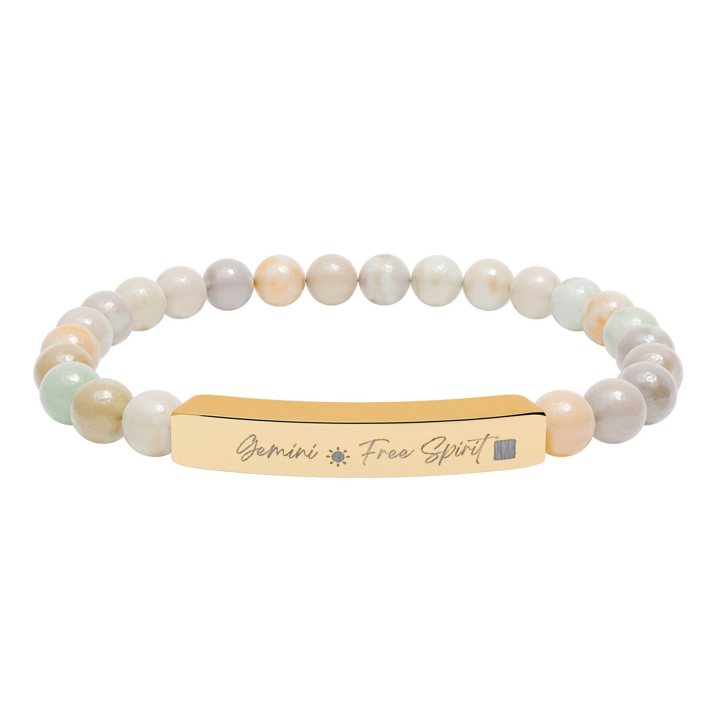 Zodiac Energy Bracelet  Personalized Engraved Bar | Choose Your Sign & Healing Stone | Astrology Gift Jewelry