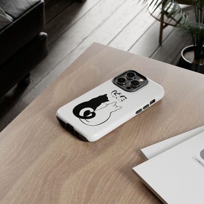 Cat Couple Love Phone Case Minimal Black and White iPhone Cover Cute Gift for Cat Lovers Aesthetic Animal Design