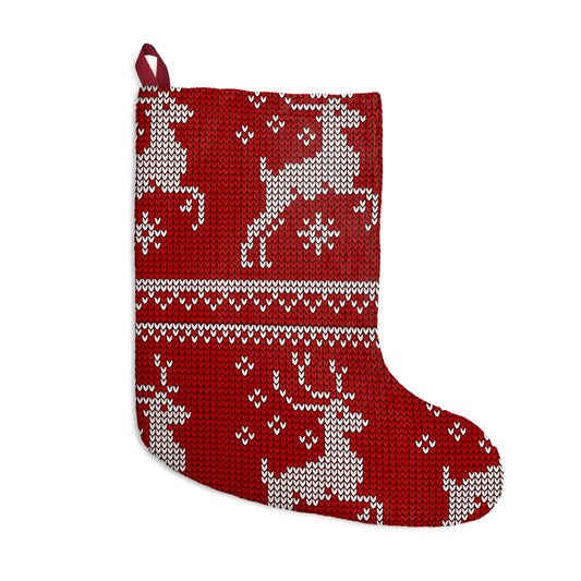 Cozy Christmas Stocking, Knitted Holiday Decor, Festive Home Decoration, Personalized Gift, Reindeer Pattern Stocking