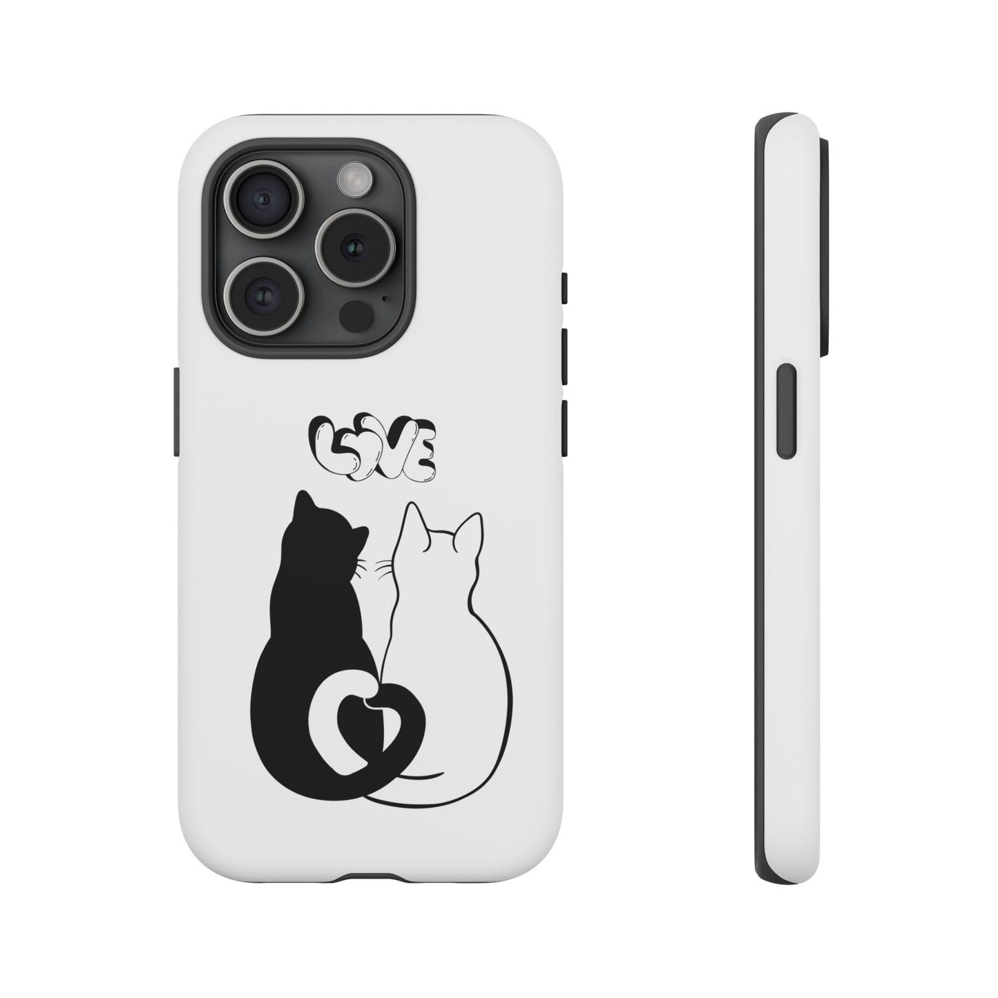Cat Couple Love Phone Case Minimal Black and White iPhone Cover Cute Gift for Cat Lovers Aesthetic Animal Design