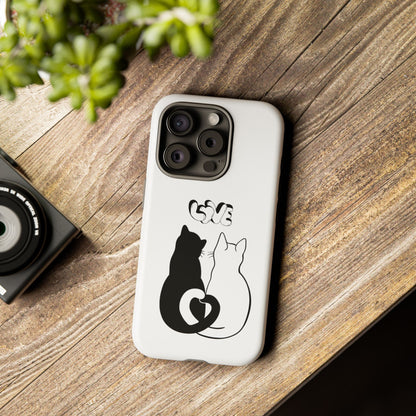 Cat Couple Love Phone Case Minimal Black and White iPhone Cover Cute Gift for Cat Lovers Aesthetic Animal Design