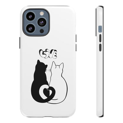 Cat Couple Love Phone Case Minimal Black and White iPhone Cover Cute Gift for Cat Lovers Aesthetic Animal Design