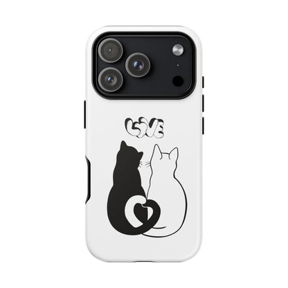 Cat Couple Love Phone Case Minimal Black and White iPhone Cover Cute Gift for Cat Lovers Aesthetic Animal Design