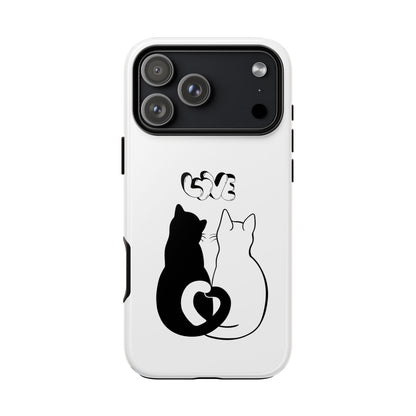 Cat Couple Love Phone Case Minimal Black and White iPhone Cover Cute Gift for Cat Lovers Aesthetic Animal Design