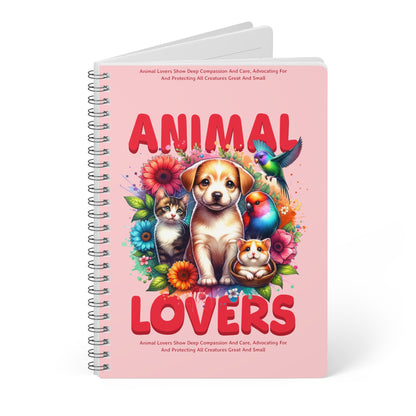 Animal Lovers Wirobound Notebook, Cute Pet Journal, A5 Spiral Notebook for Dog and Cat Lovers, Gift for Pet Parents, Colorful Animal Design