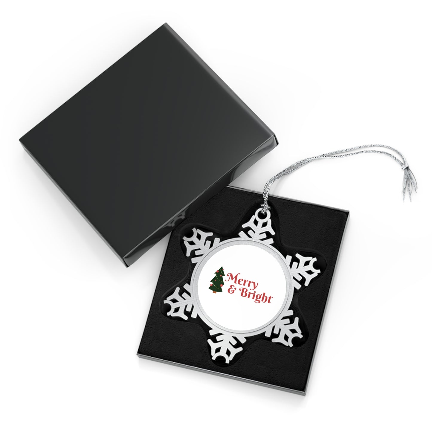 Merry & Bright Pewter Snowflake Ornament