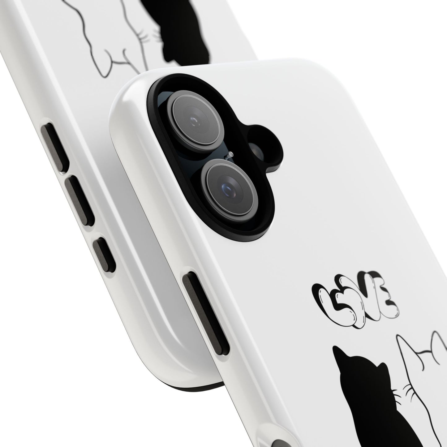 Cat Couple Love Phone Case Minimal Black and White iPhone Cover Cute Gift for Cat Lovers Aesthetic Animal Design