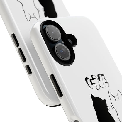 Cat Couple Love Phone Case Minimal Black and White iPhone Cover Cute Gift for Cat Lovers Aesthetic Animal Design