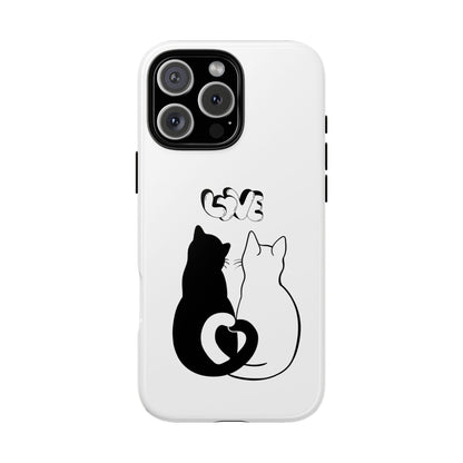 Cat Couple Love Phone Case Minimal Black and White iPhone Cover Cute Gift for Cat Lovers Aesthetic Animal Design