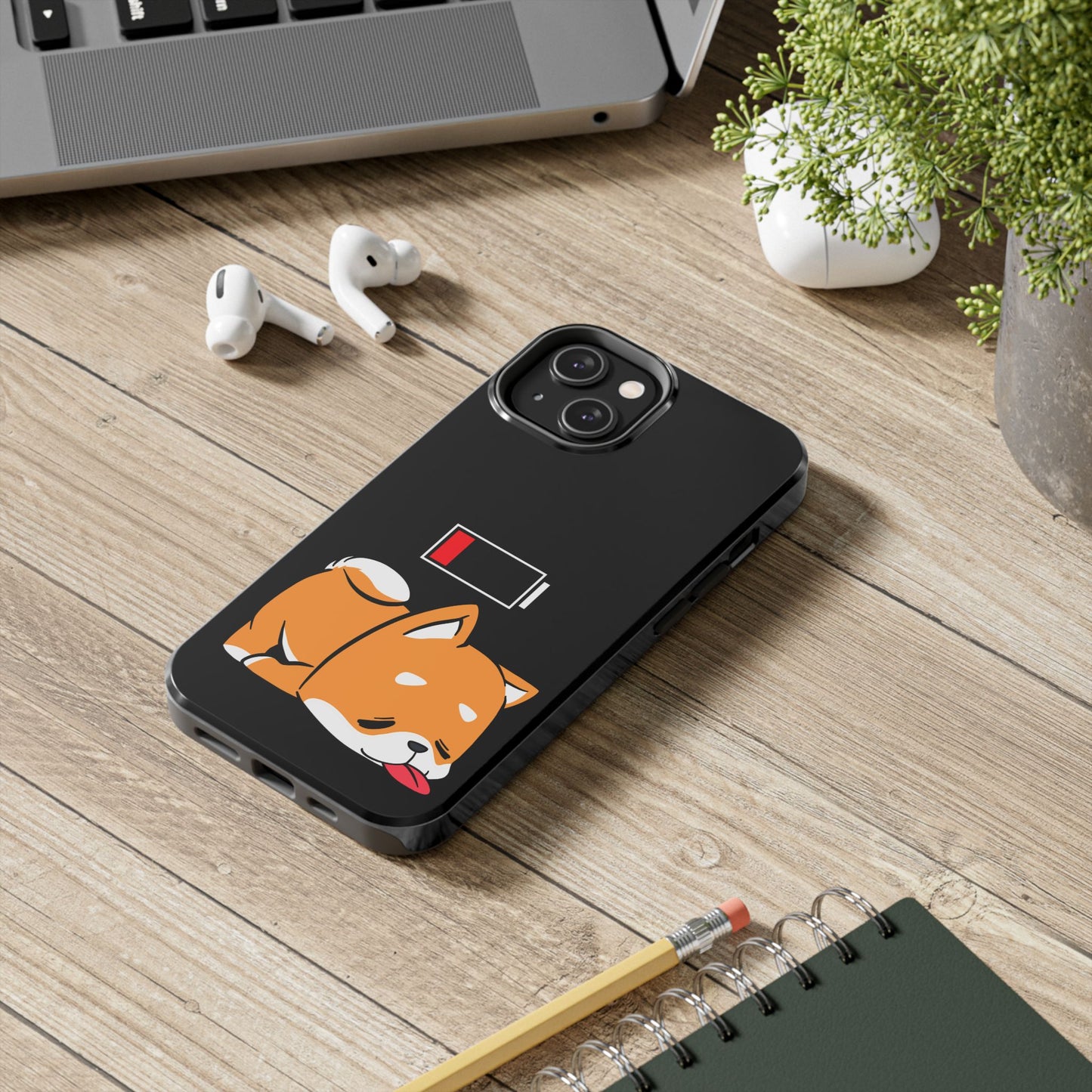 Shiba Inu Low Battery Phone Case for iPhone and Samsung