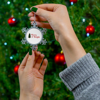 Merry & Bright Pewter Snowflake Ornament
