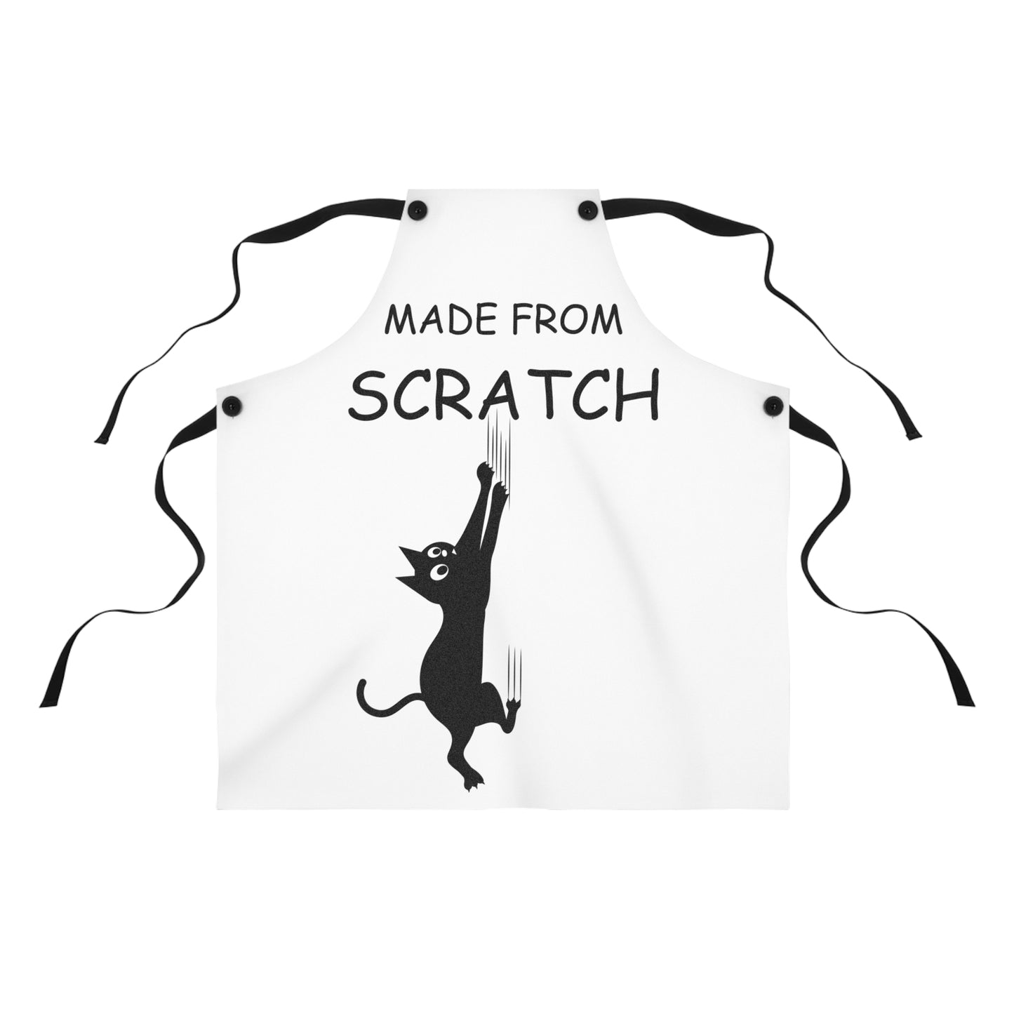 Funny Made from Scratch Cat Apron | Cute Black Cat Gift for Cat Lovers Chefs | Humorous Cooking Apron for Men and Women
