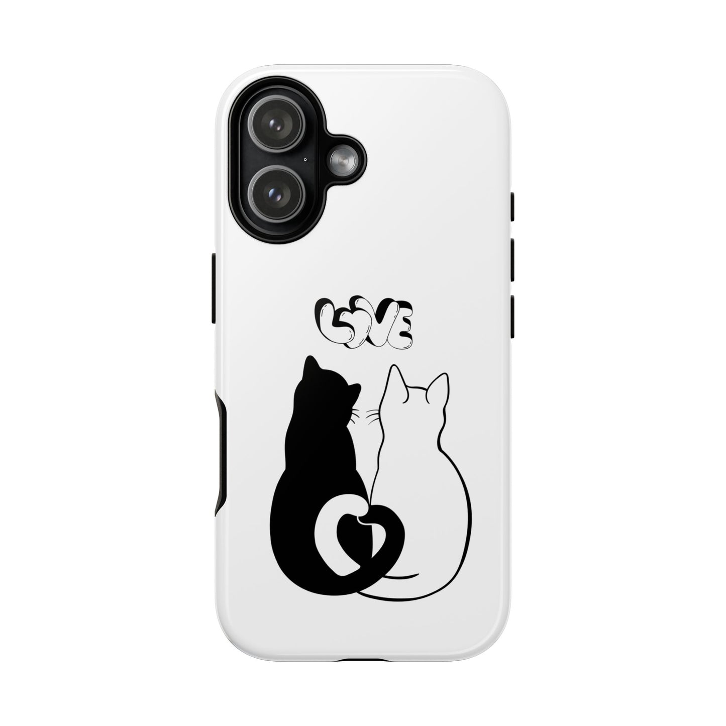 Cat Couple Love Phone Case Minimal Black and White iPhone Cover Cute Gift for Cat Lovers Aesthetic Animal Design