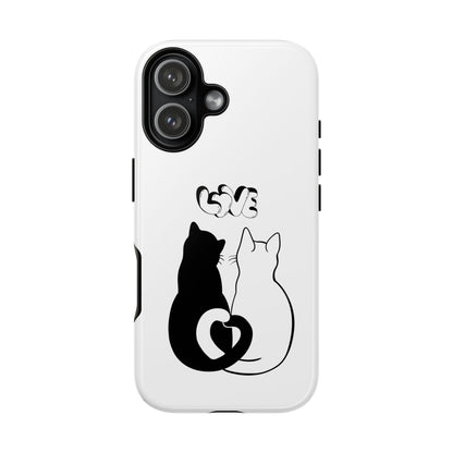 Cat Couple Love Phone Case Minimal Black and White iPhone Cover Cute Gift for Cat Lovers Aesthetic Animal Design