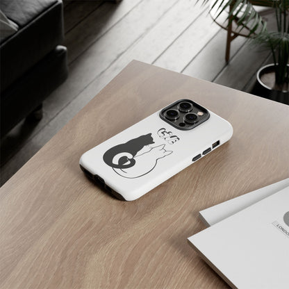 Cat Couple Love Phone Case Minimal Black and White iPhone Cover Cute Gift for Cat Lovers Aesthetic Animal Design