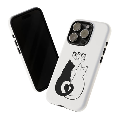 Cat Couple Love Phone Case Minimal Black and White iPhone Cover Cute Gift for Cat Lovers Aesthetic Animal Design