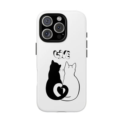 Cat Couple Love Phone Case Minimal Black and White iPhone Cover Cute Gift for Cat Lovers Aesthetic Animal Design