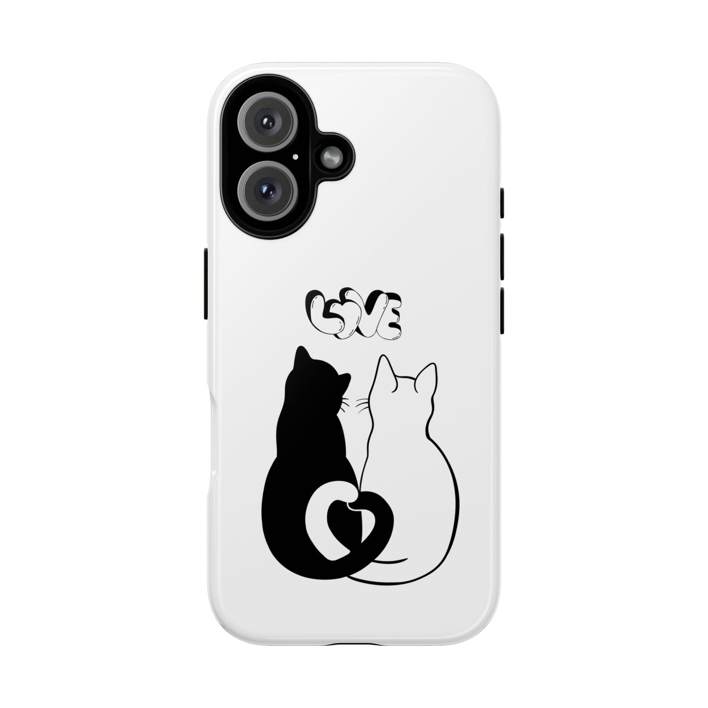 Cat Couple Love Phone Case Minimal Black and White iPhone Cover Cute Gift for Cat Lovers Aesthetic Animal Design
