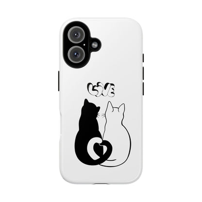 Cat Couple Love Phone Case Minimal Black and White iPhone Cover Cute Gift for Cat Lovers Aesthetic Animal Design