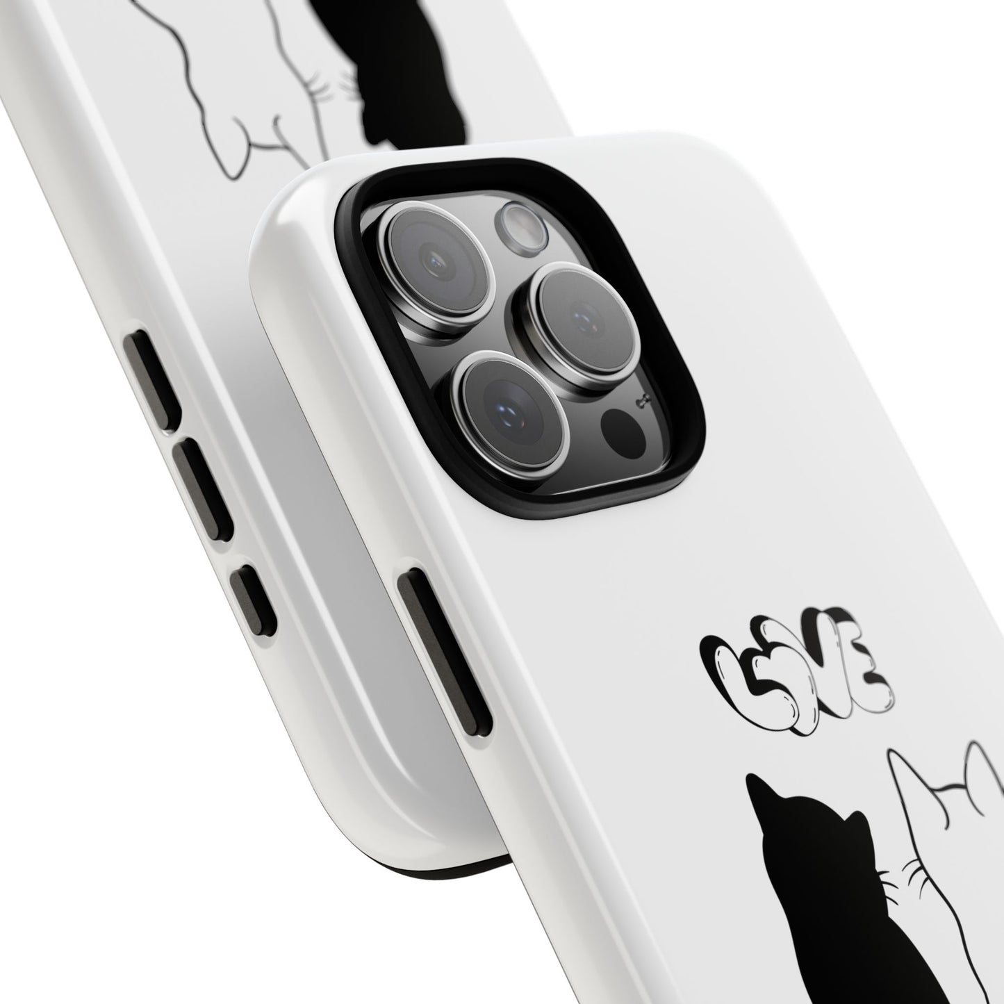 Cat Couple Love Phone Case Minimal Black and White iPhone Cover Cute Gift for Cat Lovers Aesthetic Animal Design