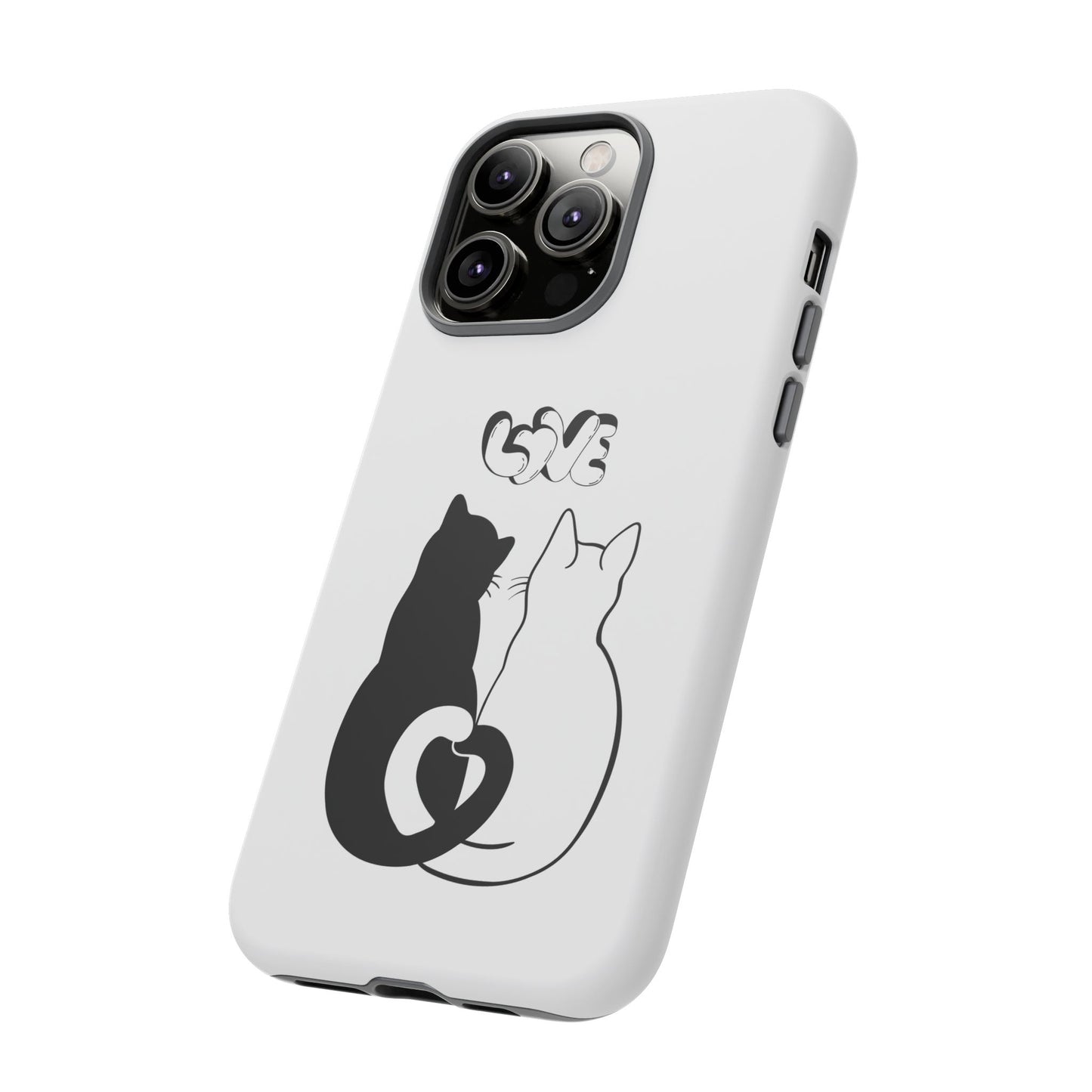 Cat Couple Love Phone Case Minimal Black and White iPhone Cover Cute Gift for Cat Lovers Aesthetic Animal Design