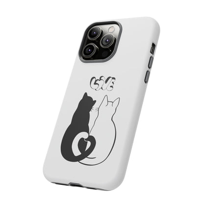Cat Couple Love Phone Case Minimal Black and White iPhone Cover Cute Gift for Cat Lovers Aesthetic Animal Design