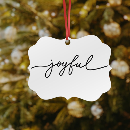 Joyful Aluminum Ornament - Elegant Holiday Décor