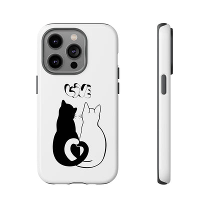 Cat Couple Love Phone Case Minimal Black and White iPhone Cover Cute Gift for Cat Lovers Aesthetic Animal Design