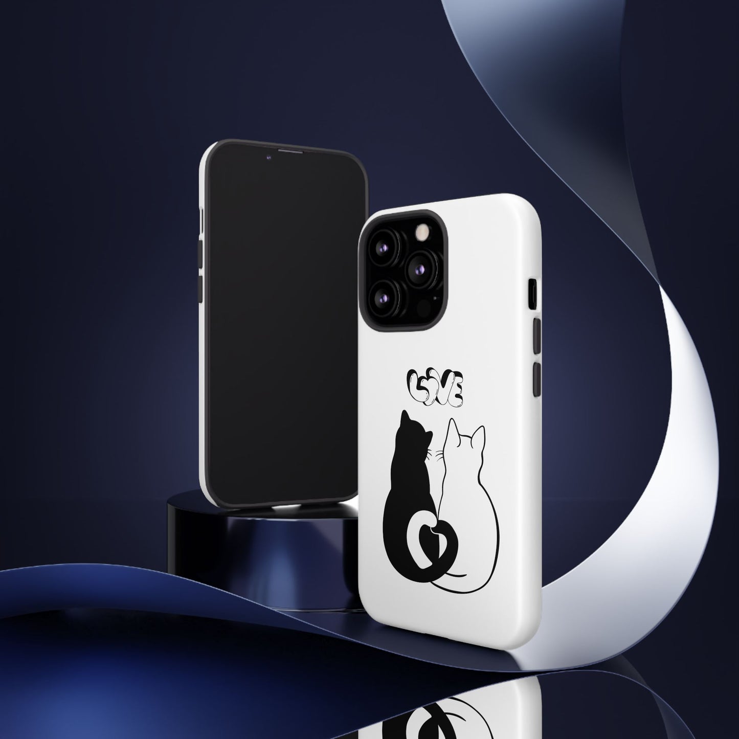 Cat Couple Love Phone Case Minimal Black and White iPhone Cover Cute Gift for Cat Lovers Aesthetic Animal Design