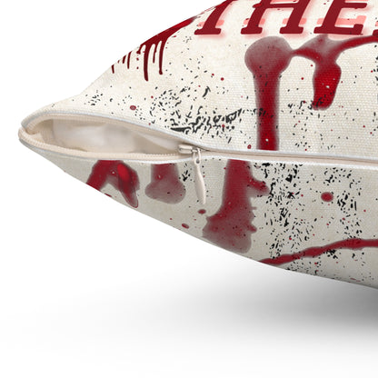 True Crime Is My Therapy Grunge Horror Throw Pillow | Bloody Handprint Cushion for True Crime Fans