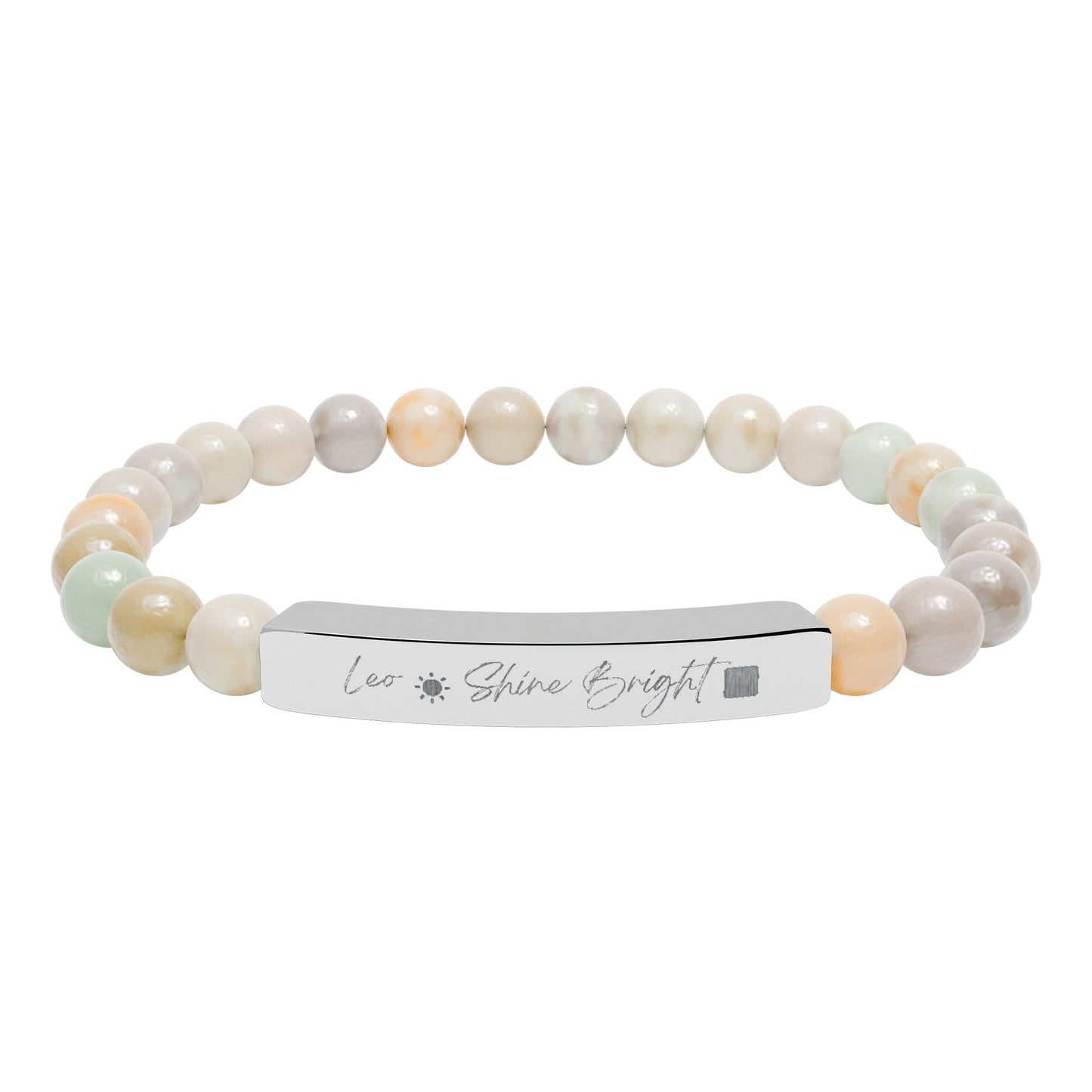 Zodiac Energy Bracelet Personalized Engraved Bar | Choose Your Sign & Healing Stone | Astrology Gift Jewelry