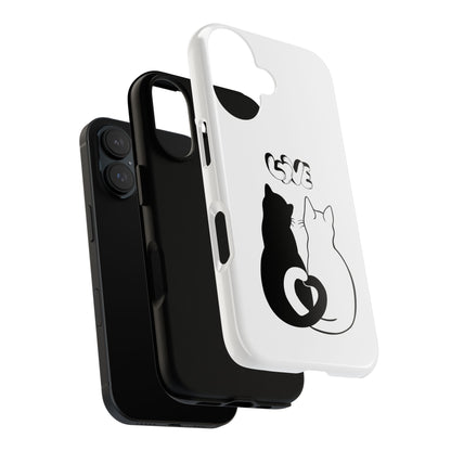 Cat Couple Love Phone Case Minimal Black and White iPhone Cover Cute Gift for Cat Lovers Aesthetic Animal Design