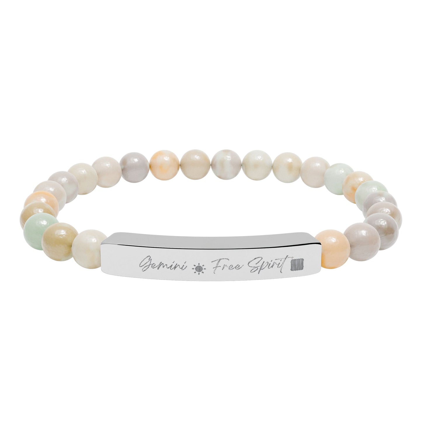 Zodiac Energy Bracelet  Personalized Engraved Bar | Choose Your Sign & Healing Stone | Astrology Gift Jewelry