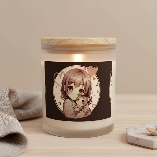 Sweetheart Frosted Glass Candle - Cozy Home Decor, Cute Gift for Her, Aromatherapy, Birthday & Valentine's Day, Pet Lover Candle