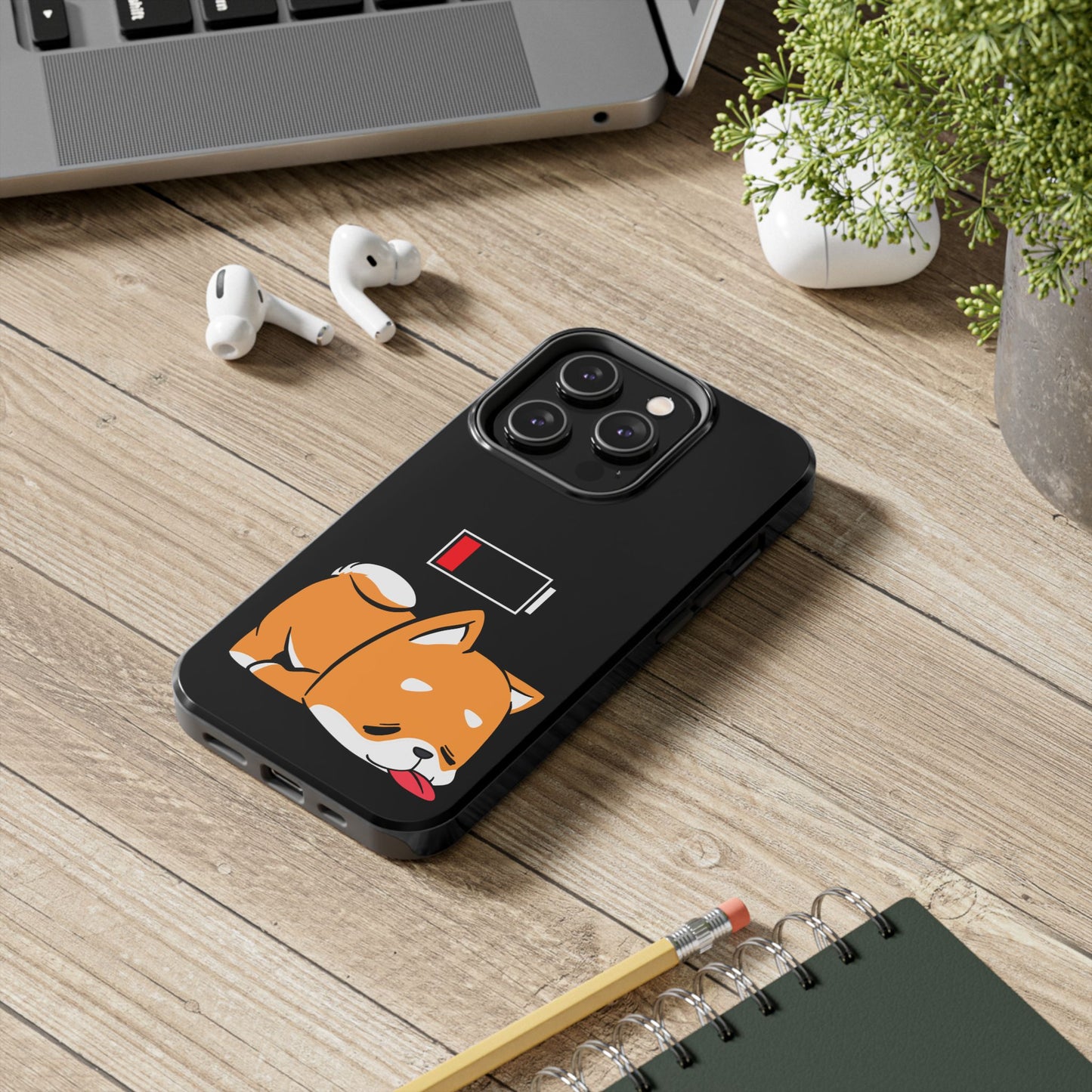 Shiba Inu Low Battery Phone Case for iPhone and Samsung