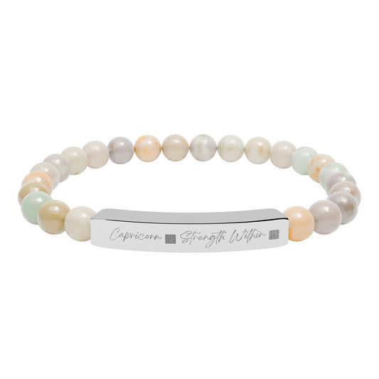 Zodiac Energy Bracelet  Personalized Engraved Bar | Choose Your Sign & Healing Stone | Astrology Gift Jewelry