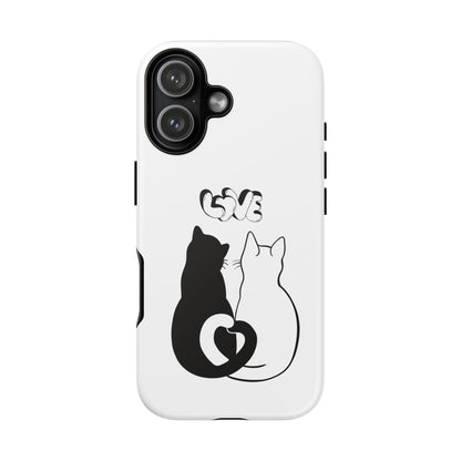 Cat Couple Love Phone Case Minimal Black and White iPhone Cover Cute Gift for Cat Lovers Aesthetic Animal Design