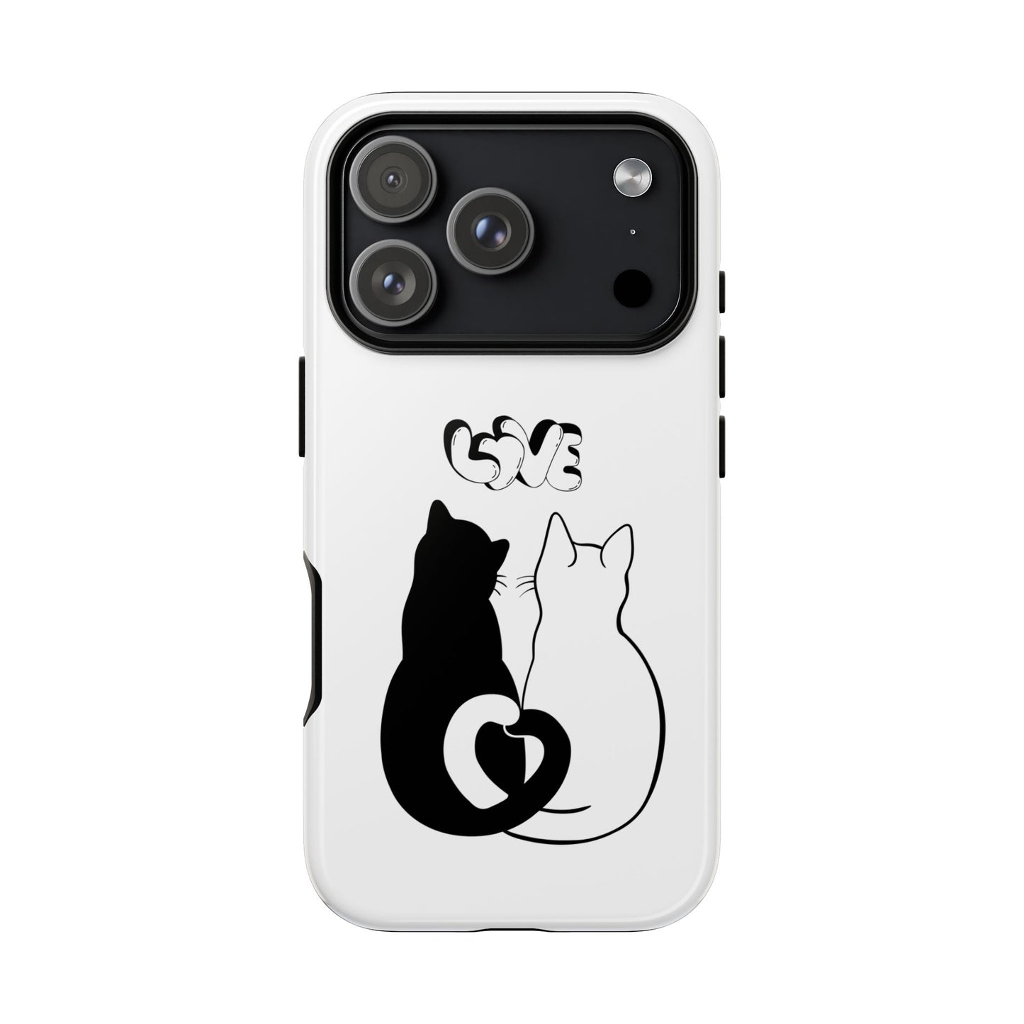 Cat Couple Love Phone Case Minimal Black and White iPhone Cover Cute Gift for Cat Lovers Aesthetic Animal Design