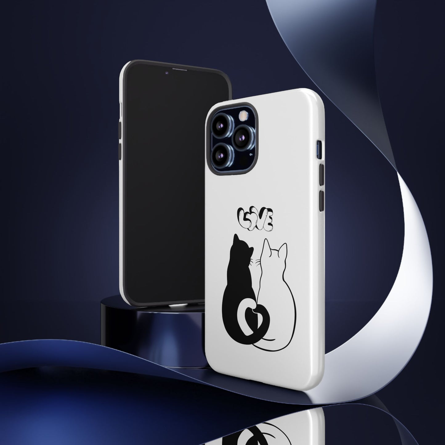 Cat Couple Love Phone Case Minimal Black and White iPhone Cover Cute Gift for Cat Lovers Aesthetic Animal Design