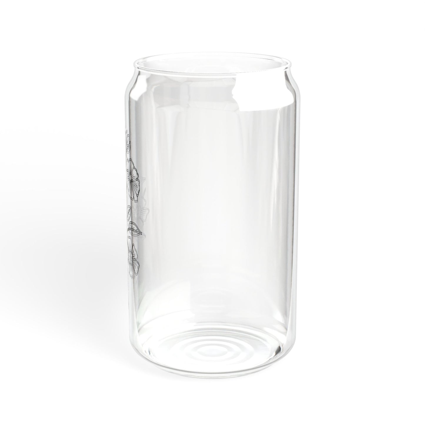 Botanical Line Art Flower Glass | 16oz Iced Coffee Cup with Bamboo Lid & Straw | Aesthetic Sipper Glass | Minimal Floral Tumbler