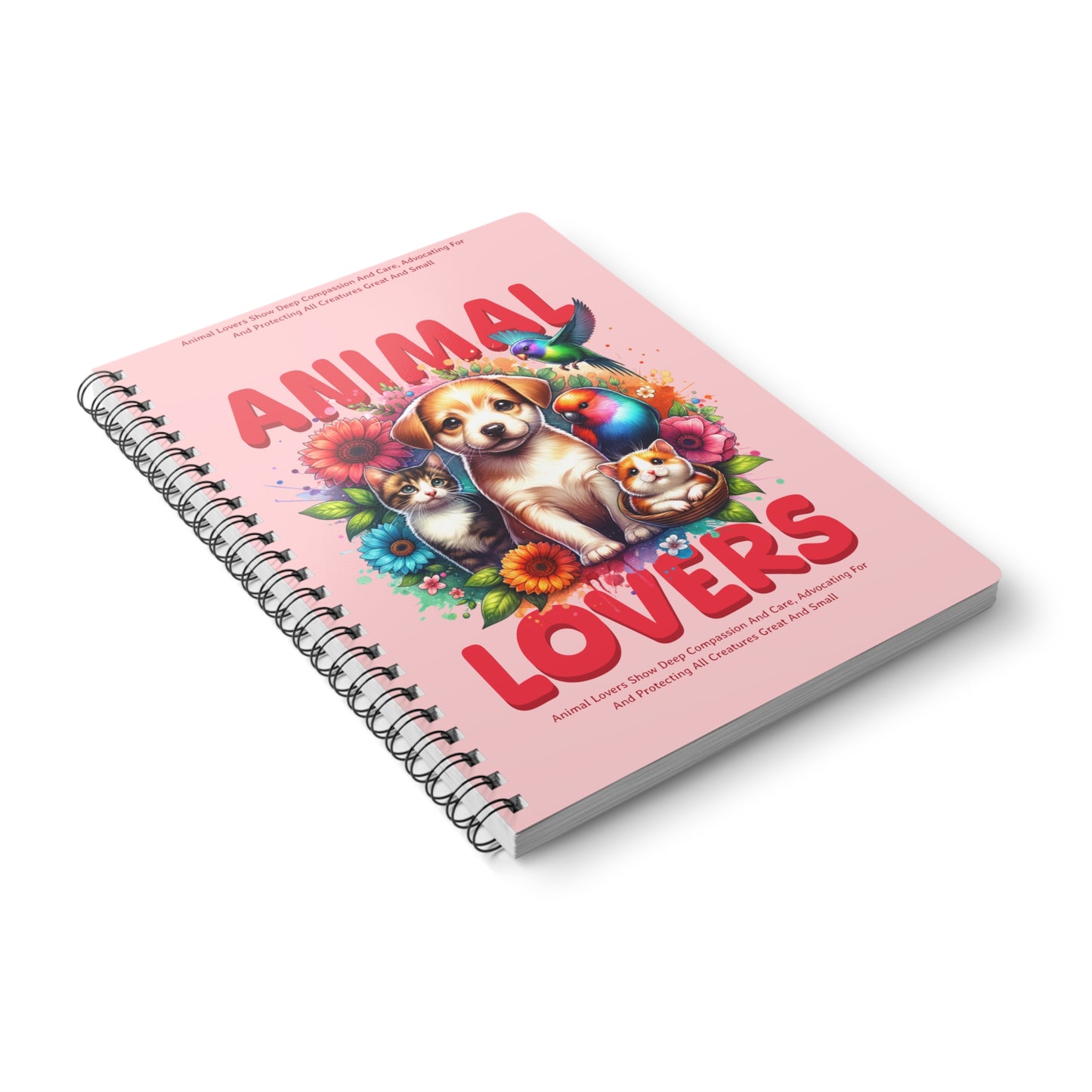 Animal Lovers Wirobound Notebook, Cute Pet Journal, A5 Spiral Notebook for Dog and Cat Lovers, Gift for Pet Parents, Colorful Animal Design