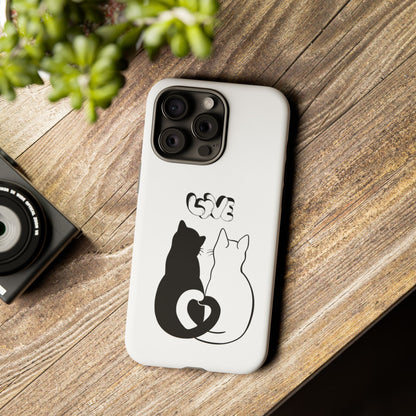 Cat Couple Love Phone Case Minimal Black and White iPhone Cover Cute Gift for Cat Lovers Aesthetic Animal Design