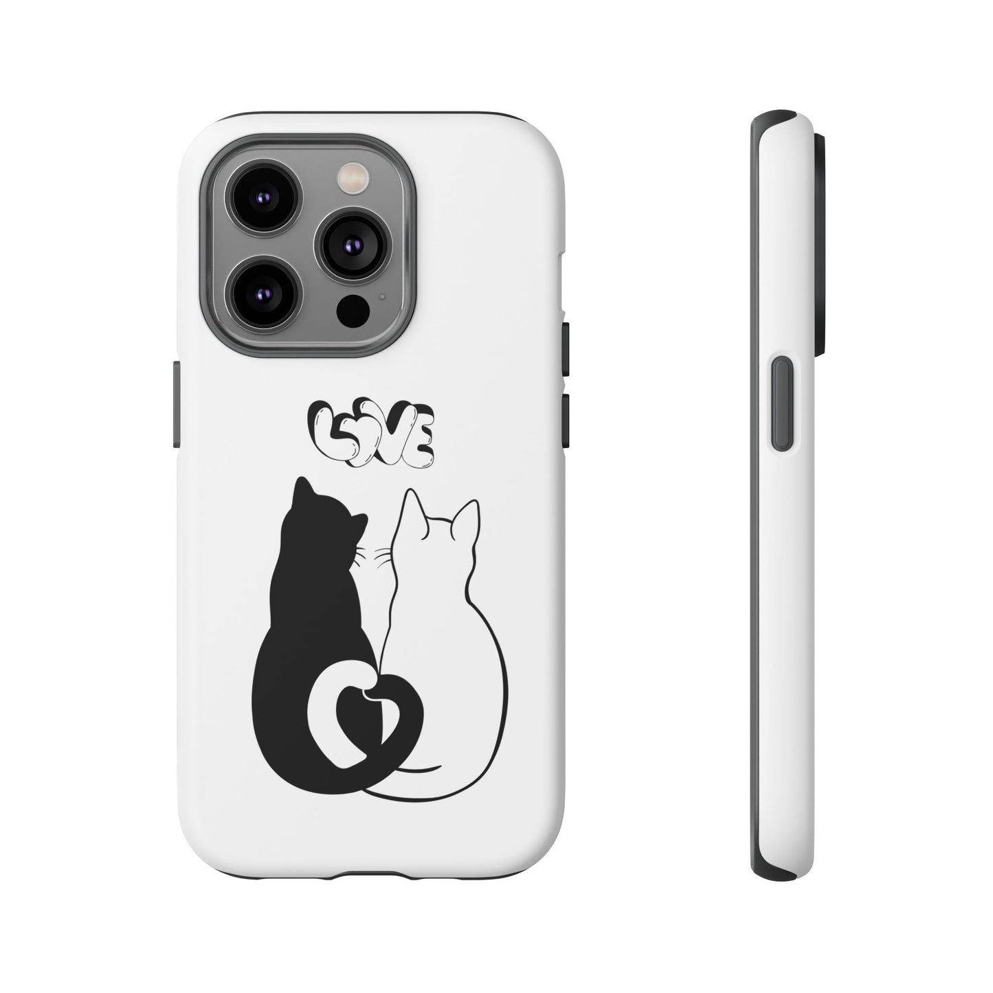 Cat Couple Love Phone Case Minimal Black and White iPhone Cover Cute Gift for Cat Lovers Aesthetic Animal Design