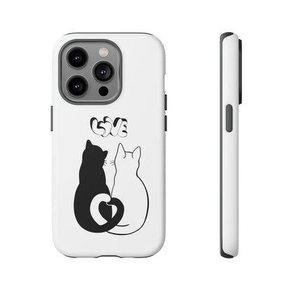 Cat Couple Love Phone Case Minimal Black and White iPhone Cover Cute Gift for Cat Lovers Aesthetic Animal Design