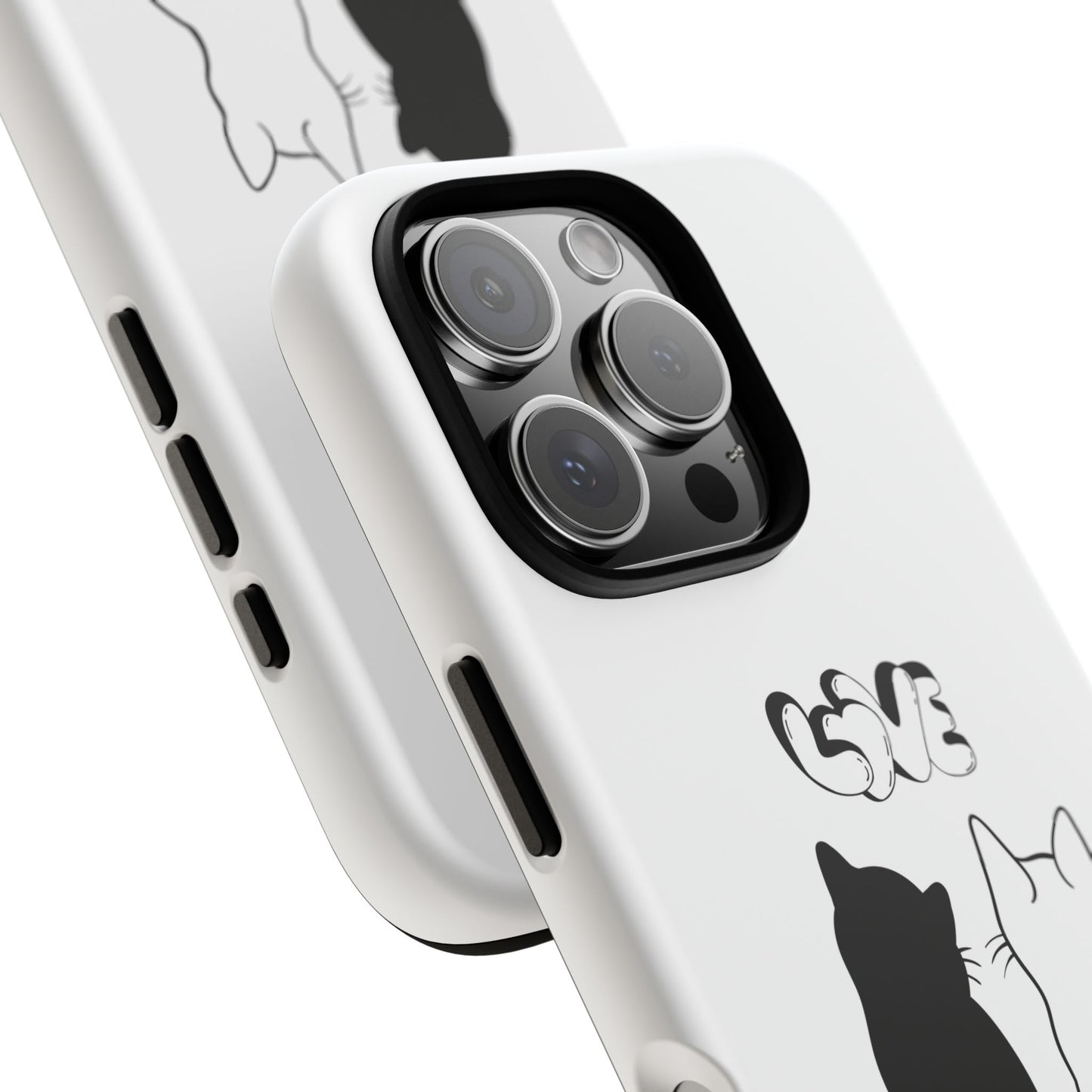 Cat Couple Love Phone Case Minimal Black and White iPhone Cover Cute Gift for Cat Lovers Aesthetic Animal Design